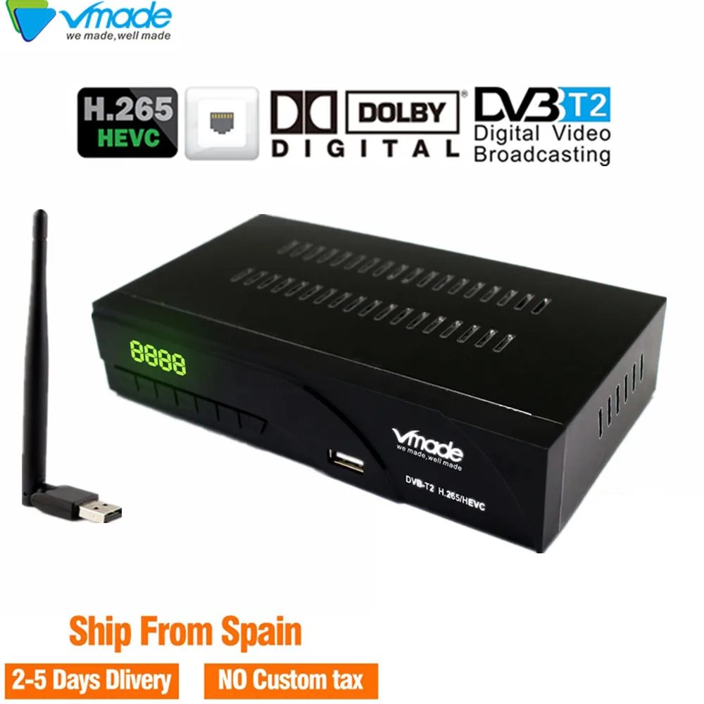Vmade цифровой приемник ТВ DVB T2 k6 H.265 с встроенным сетевым портом, поддержкой Youtube Dolby AC3 и WIIF Dongle BOX.