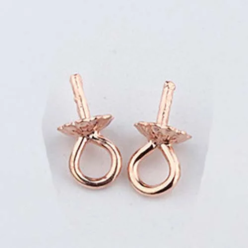 Rose Gold Plated 10 шт., настоящий чистый твердый 925 пробы, простые серебристые, розовые, золотые бусины, колпачки, разъемы для крышка для подвесок, ювелирные изделия - Цвет: Rose Gold Plated