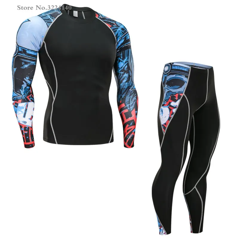 sport suit 12 ММА, Мужская компрессионная футболка для фитнеса, костюм, 3D печать, мужские брюки, леггинсы, Рашгард, комплект, Кроссфит, рубашки, одежда, бренд, S-4XL - Цвет: sport suit 12
