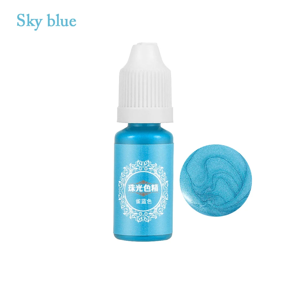 sky blue 1 шт. Новая мода 10 мл жидкий жемчужный полимерный пигментная краска многоцветный УФ из эпоксидной смолы для DIY для ручной работы ювелирные изделия Аксессуары 19 цветов - Цвет: sky blue