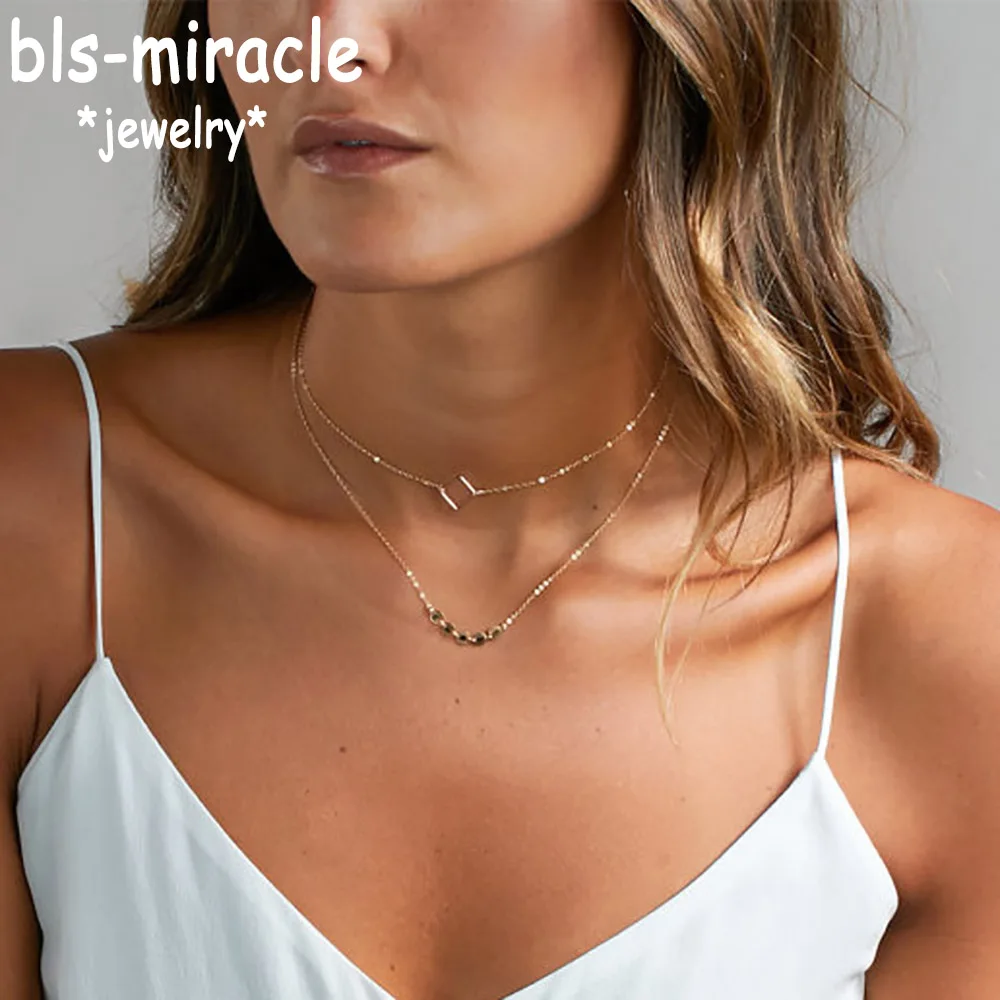 Новинка 2018 богемная цепь Bls-miracle из сплава золотого цвета многослойное ожерелье с