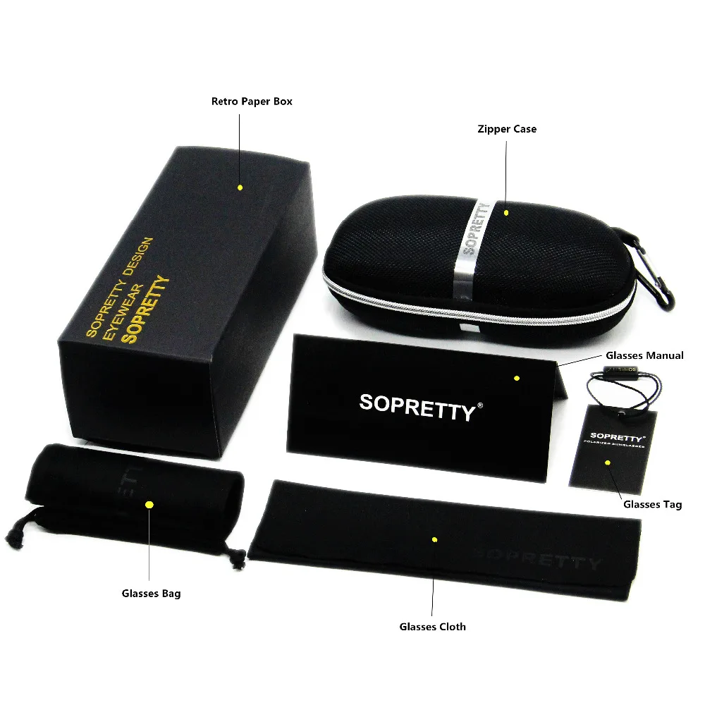 Высококачественная упаковка солнцезащитных очков SOPRETTY (чехол для + коробка на