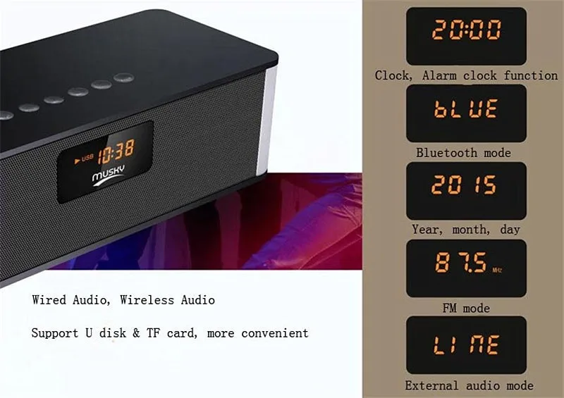 Dbigness Bluetooth динамик портативный беспроводной динамик с светодиодный дисплеем Поддержка USB TF карта AUX режим fm-радио для телефона samsung