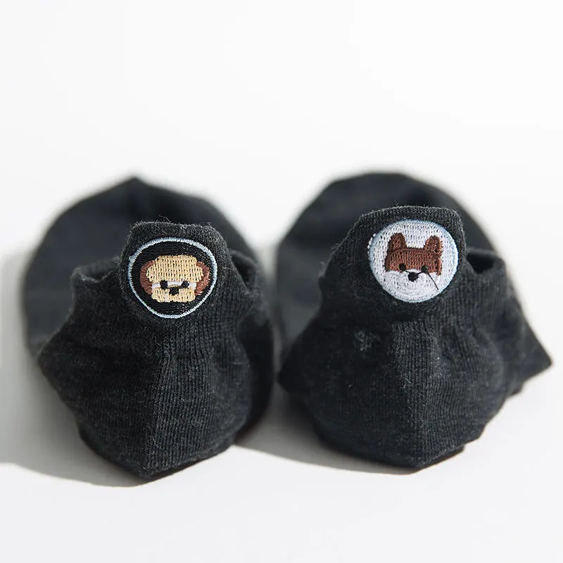 black SP& CITY/летние хлопковые женские короткие носки Цветные Носки с рисунком собаки из мультфильма удобные носки для милой девочки забавные Дышащие носки - Color: black