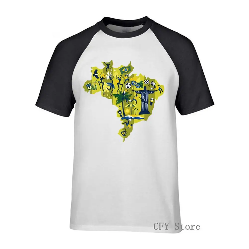 Футболка с изображением флага Бразилии лето 2019 футболка круглым вырезом