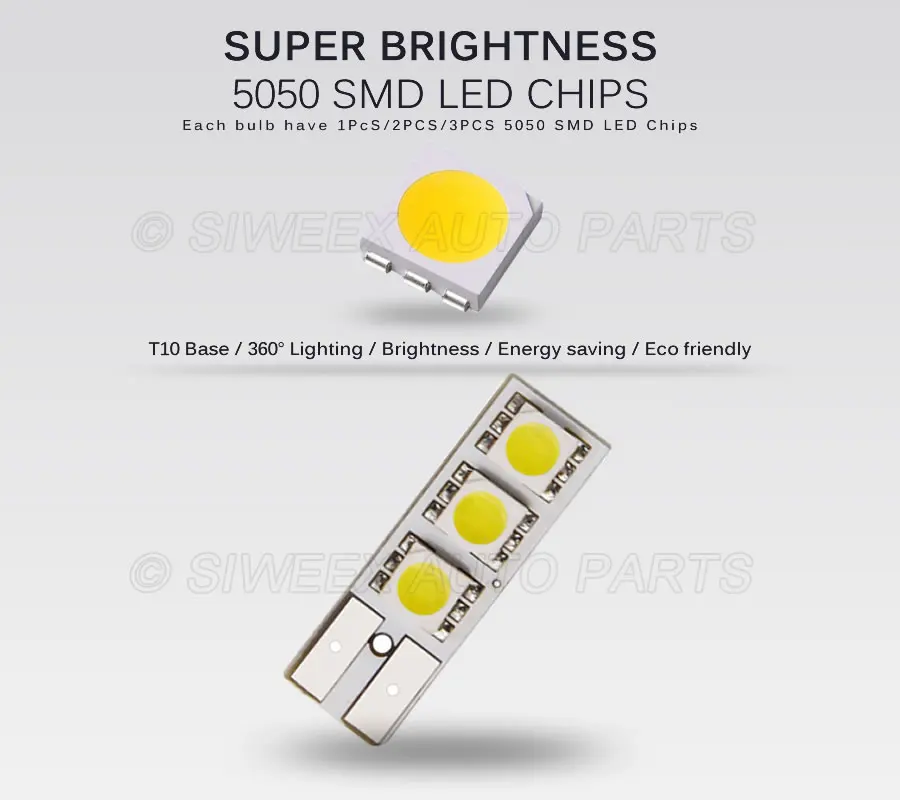 T10 Led w5w 1smd/2smd/3smd 5050 Лампа для чтения неполярсветильник льник лампа номерного знака