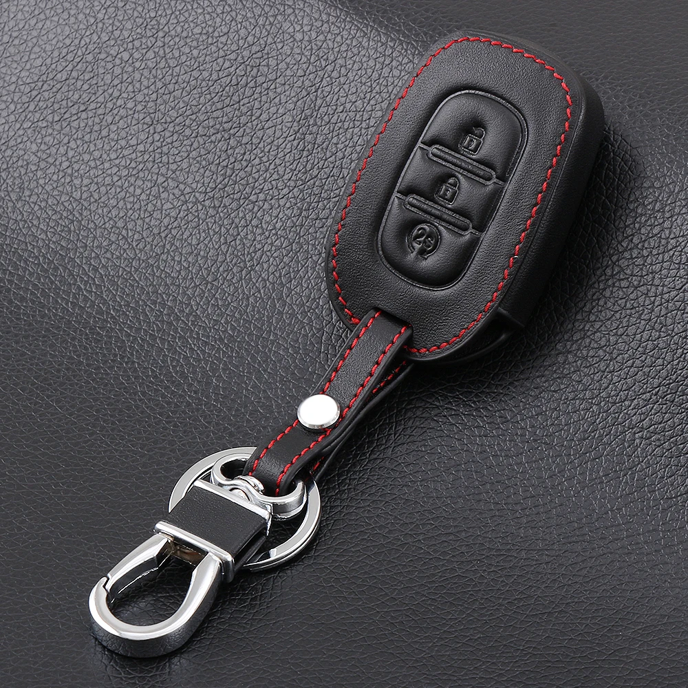 Чехол для ключей с 3 кнопками из натуральной кожи Renault Duster Sandero Logan Clio Captur Laguna Scenic Fob