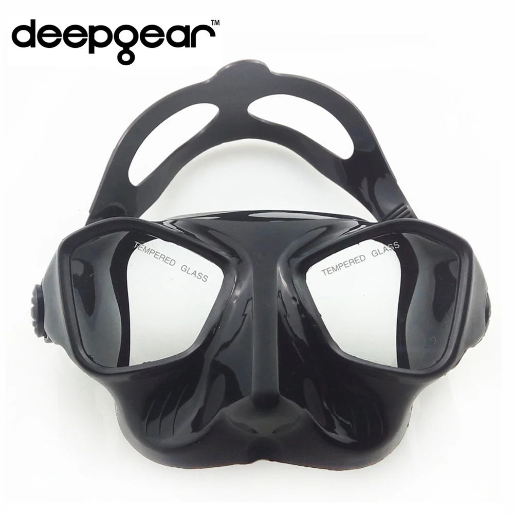 Маска для подводной охоты DEEPGEAR черная силиконовая маска и дайвинга закаленная