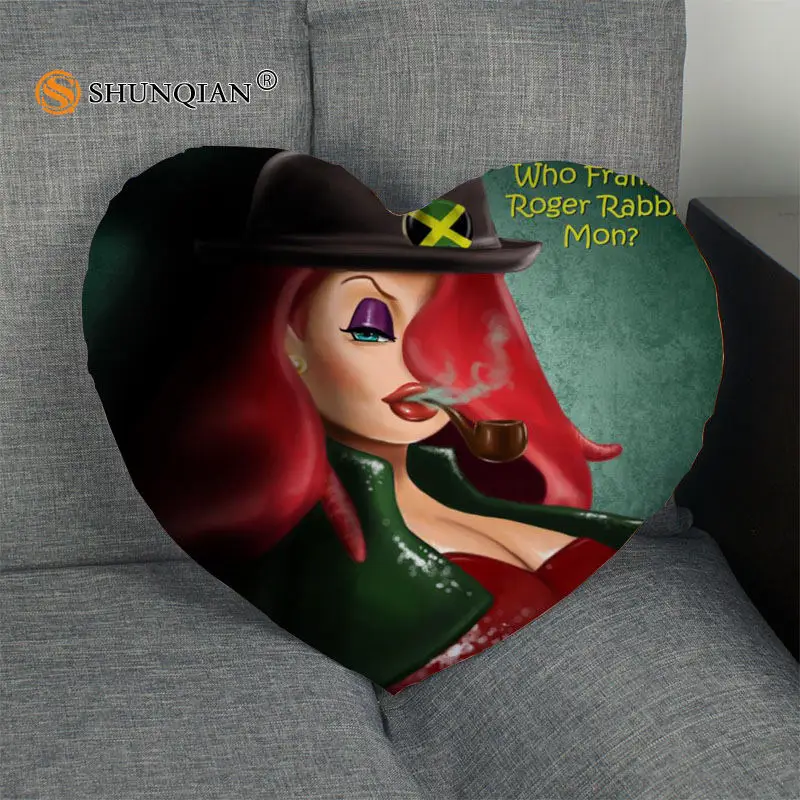 

jessica rabbit Heart Shape Pillow Cover Size 41x36cm,47x42cm 2017 New arrival Custom zipper Pillowcase Cover