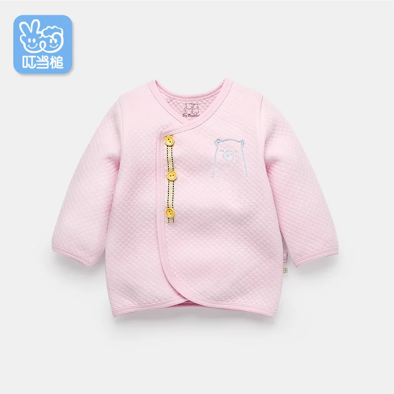 Baby Pink Dinstry новорожденных мальчиков и девочек пальто весна и осень одежда Детский костюм w/медведь вышивка - Цвет: Baby Pink