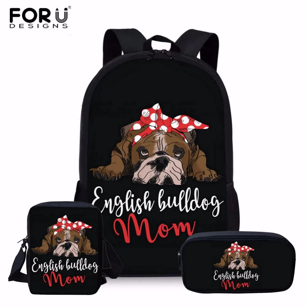 FORUDESIGNS 3 шт./компл. школьные ранцы с рисунком английского бульдога для детей