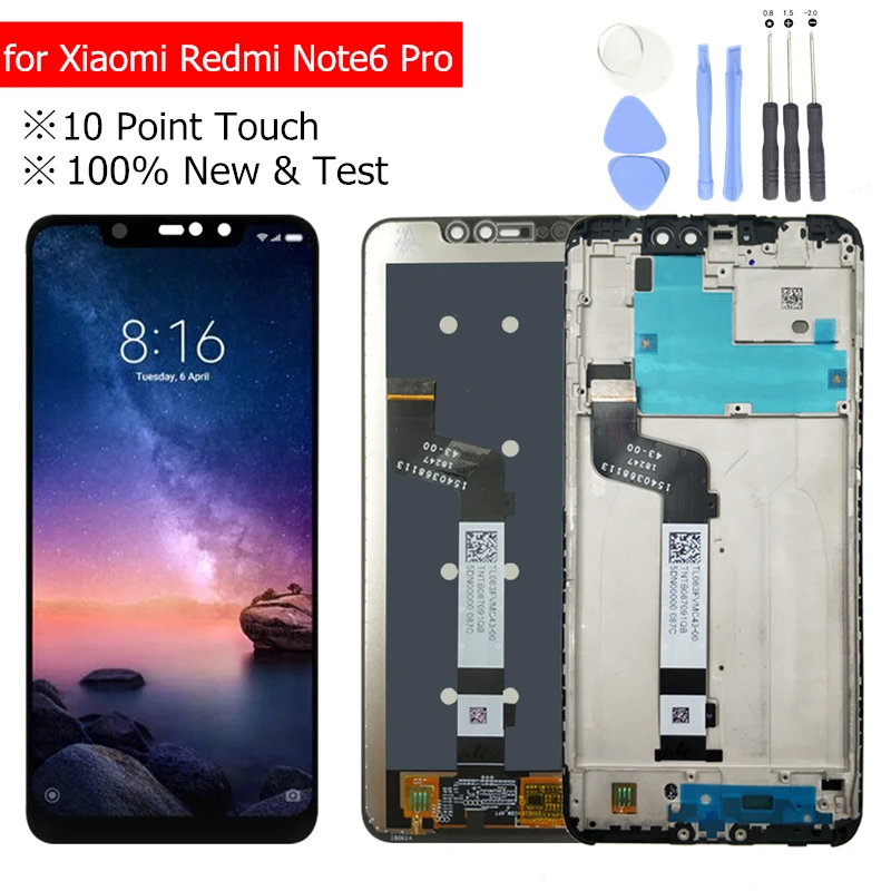 Для Xiaomi Redmi Note 6 Pro ЖК-дисплей с рамкой, сенсорный экран, дигитайзер, lcd Redmi Note6 Pro, запасные части для сборки