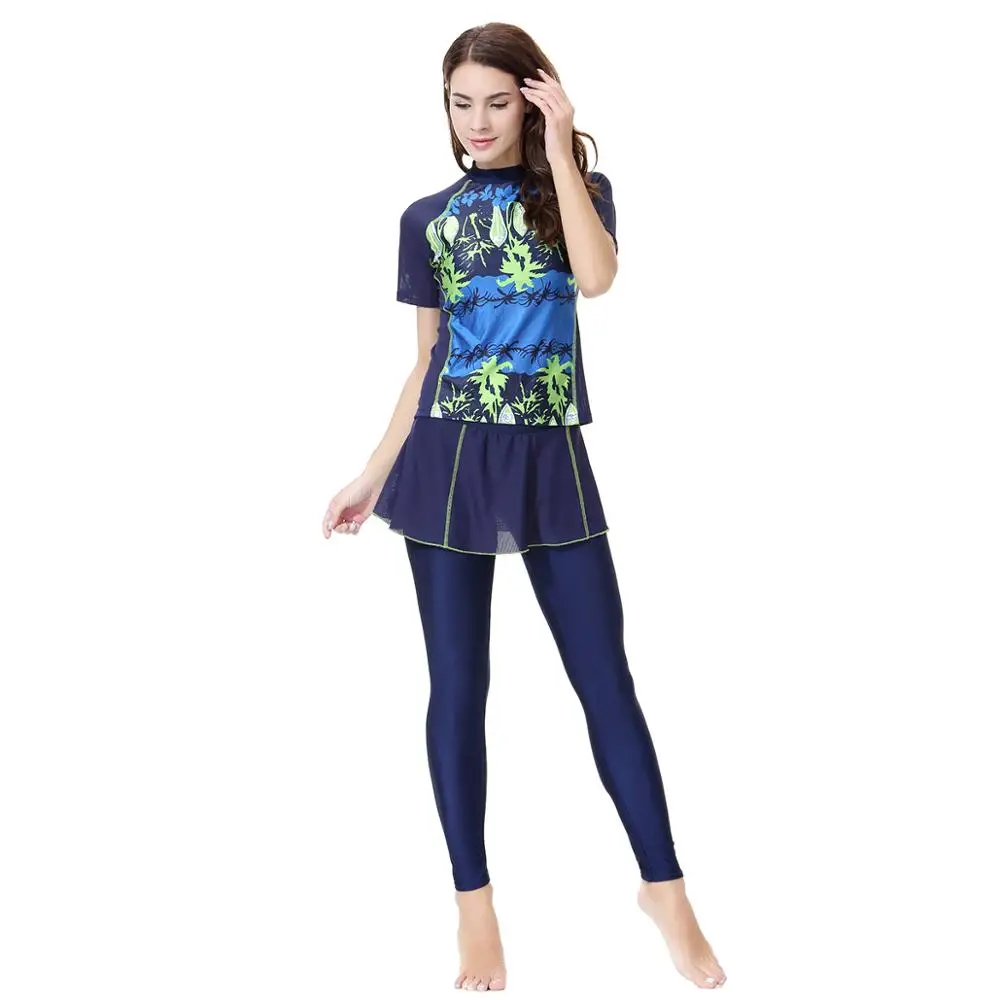 

Women's Short Sleeve Flower Muslim Islamic Modest Swimwear Lady Swimsuit