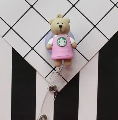 1 шт. coffee bear Выдвижная тяга бейдж катушка ID ремешок Имя бирка держатель карты Бейдж катушки Доктор Медсестры поставки