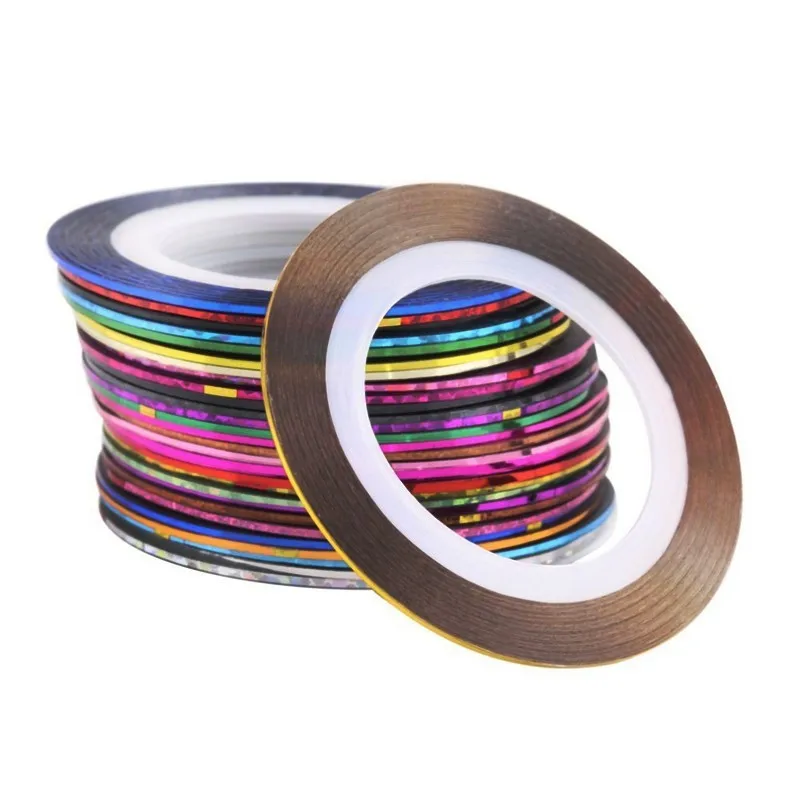 100 шт./компл. разноцветные рулоны для ногтей чередование фольги наклейки s Line DIY