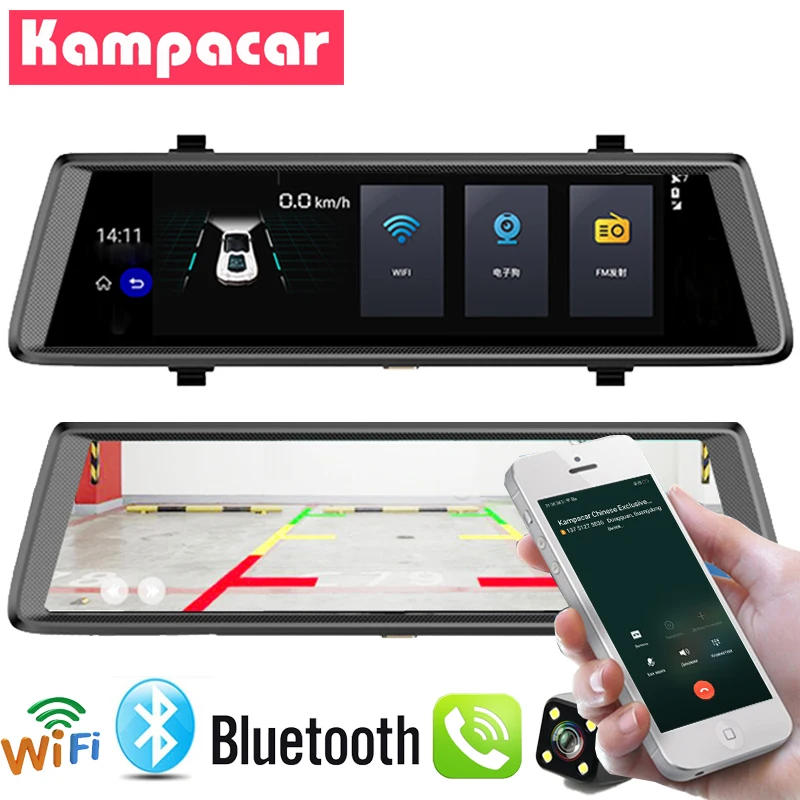 Kampacar 2 Dashcam 4G gps навигация авто камера Android зеркало заднего вида 10 дюймов Автомобильный видеорегистратор Wifi Bluetooth FHD 1080P видео рекордер
