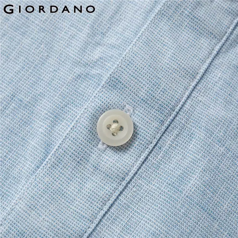 Giordano Мужская рубашка из льна и хлопка воротник с короткими рукавами мужская