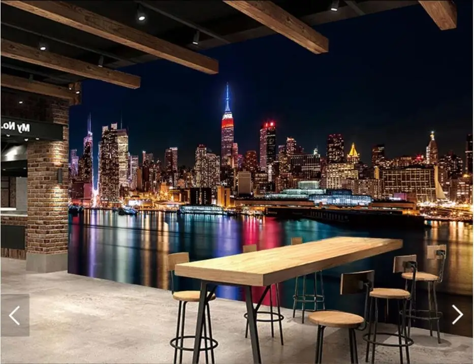 

3D New York City Night View Wallpaper Mural for Living Room Wall Paper Papel De Parede Home Decor Photo Wallpapers Roll Custom