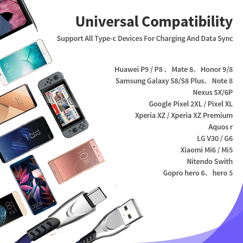 Suntaiho Тип usb C кабель для Xiaomi mi9 USB c-кабель samsung S10 провод быстрого заряда USB-C