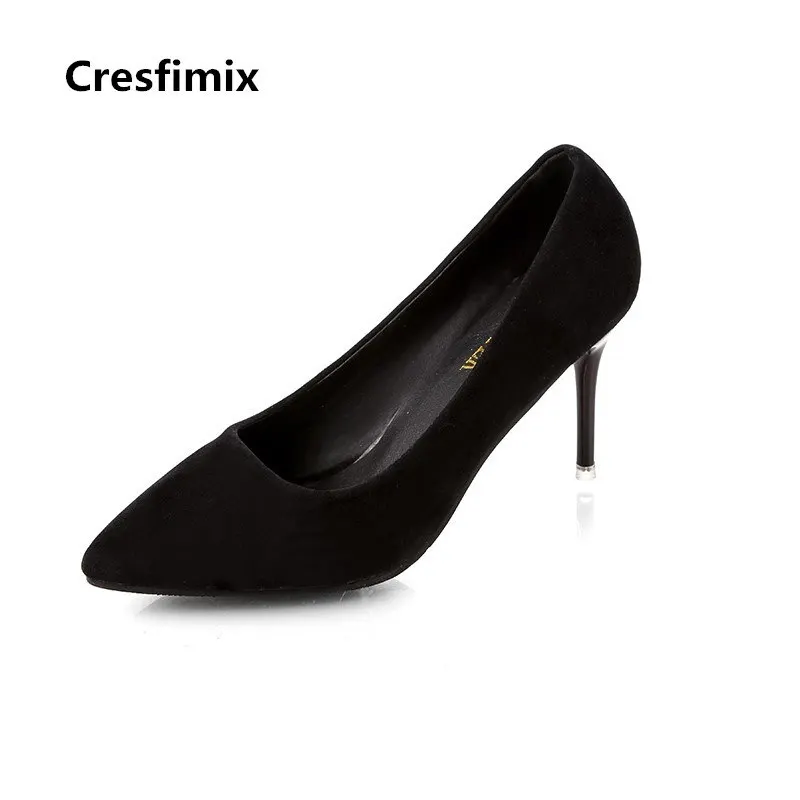 Cresfimix/женские модные классические черные туфли-лодочки на высоком каблуке