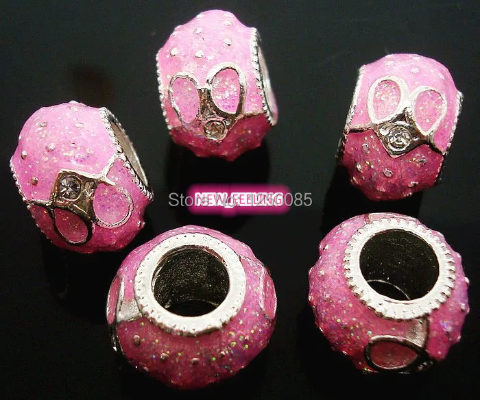 10 шт. эмалированные бусины с отверстиями в форме сердца|big hole beads|hole beadsbeads fit |
