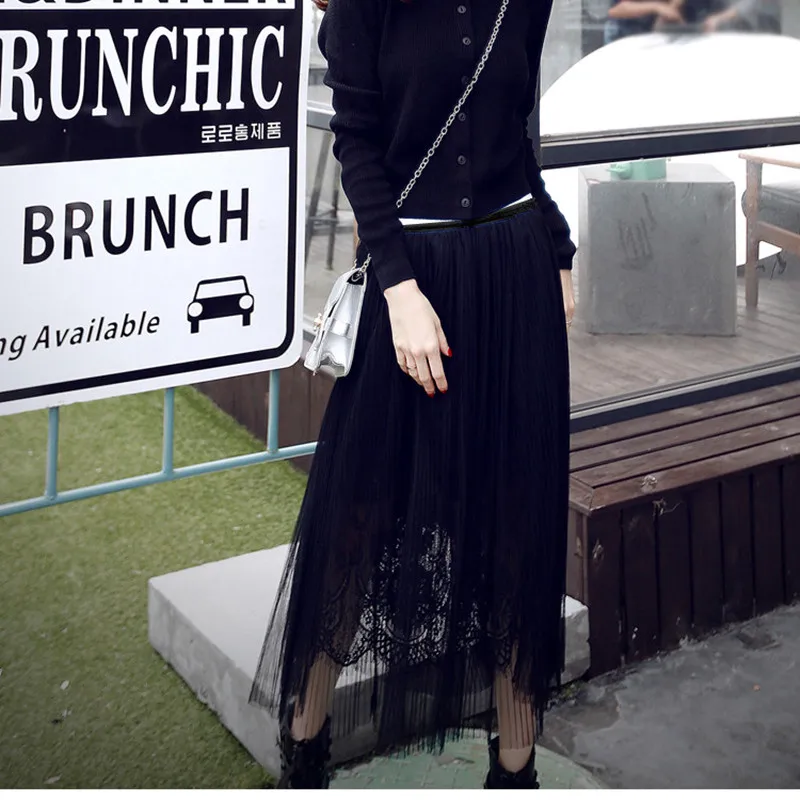 Женская юбка весна лето 2017 осень Европейская и американская кружевная длинная