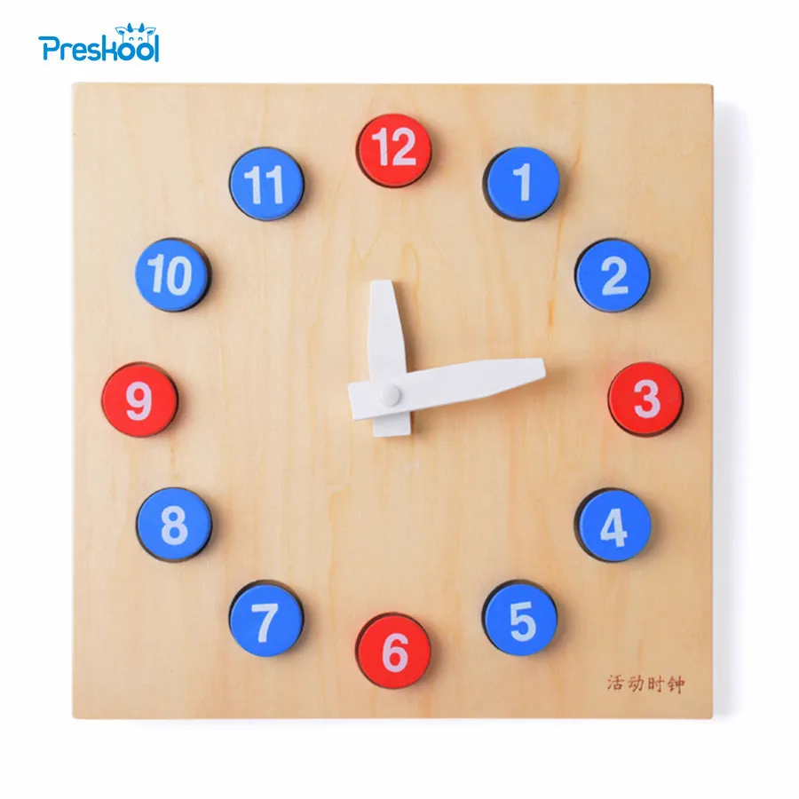 

Baby Toy Montessori Clock with Movable Hands Wood Classic Childhood Education Preschool Training Kids Toys Brinquedos Juguetes