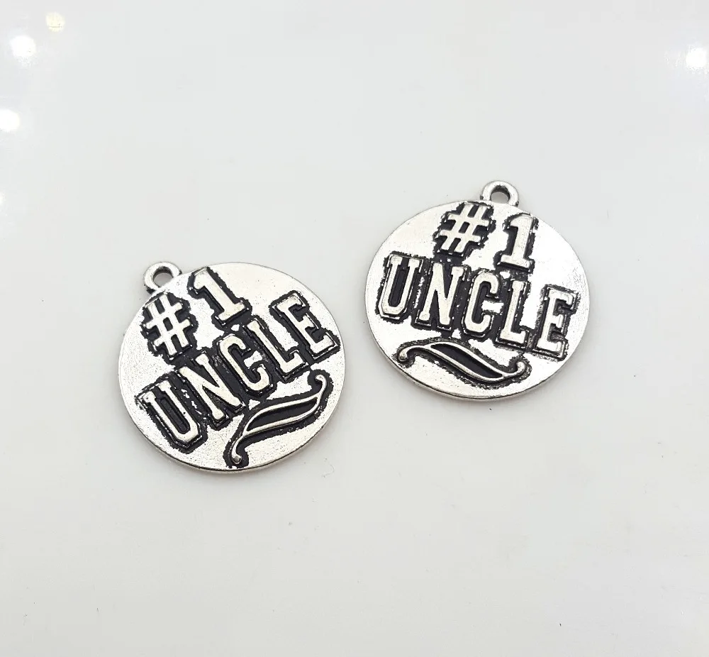 

20pcs/lot 25mm ancient alloy metal disc Embossed lettering # 1 UNGLE charms pendant for DIY jewelry making material