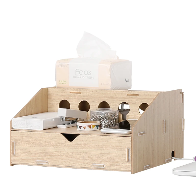 

Modern Style Wooden Office Organizer Colorful Table/Desk Sundries Storage Box Wood Plug/Router/Electric Wire Storage Holders