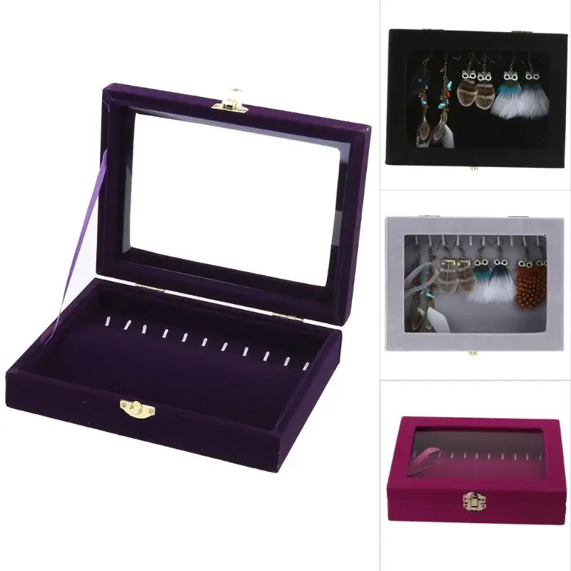 

Earring Necklace Bracelet Jewelry Casket Organizer Display 11 Hook Women Men Jewelry Holder Case 2019 Gift Box 20*15*4.5cm