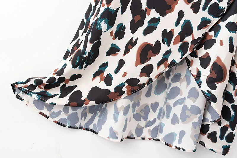 

U-SWEAR Women Spaghetti Strap Dresses Summer Female Clothing Leopard Prints Pattern Asymmetrical Bohemian Style Vestidos