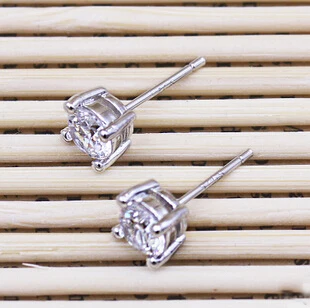 925 sterling silver brincos ouro stud earrings four claws crystal diamond women cubic zircon fashion | Украшения и аксессуары