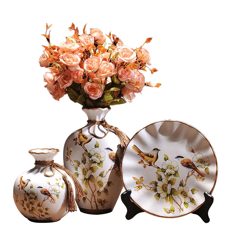 3 шт. керамическая ваза + искусственные цветы|vases decoratives|vase homeluxury vase |