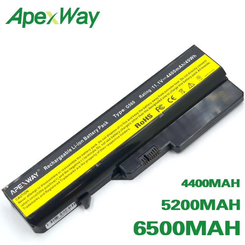 ApexWay Аккумулятор для Lenovo IdeaPad 57Y6455 L09C6Y02 L09M6Y02 G460 G560 V360 V370 V470 B470 G460A Z460 Z465 Z560 Z565 Z570|4400mah