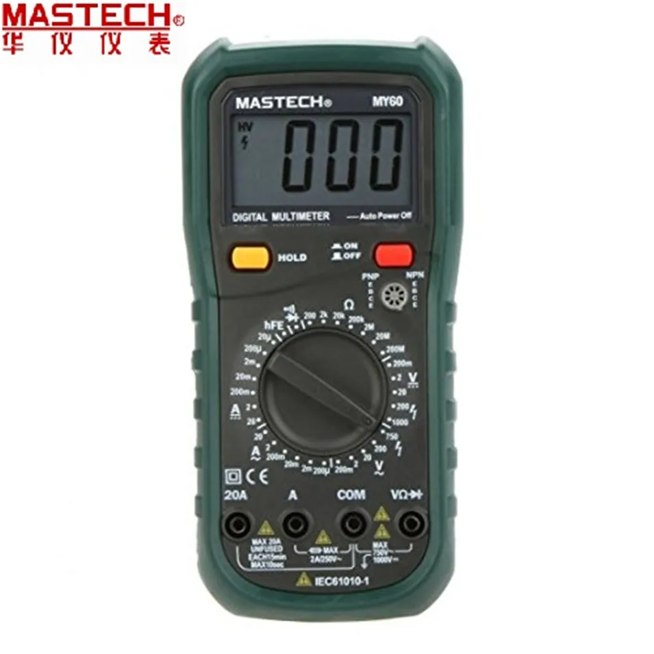 MASTECH MY60 Цифровой мультиметр DMM AC/DC Вольтметр Амперметр Омметр Тесты er w/hFE Multimetro