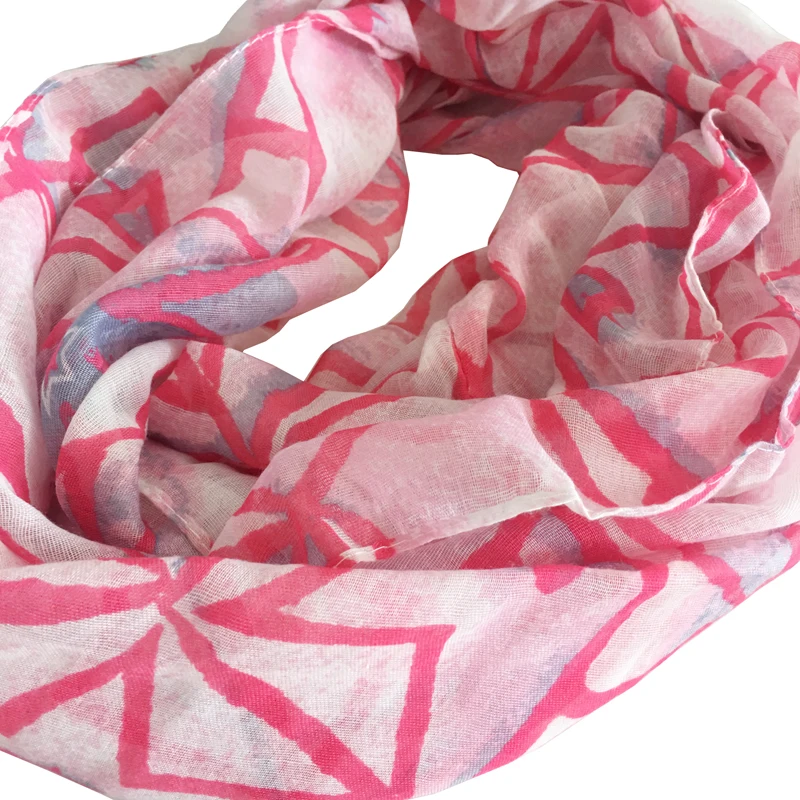 

Fashion Lightweight Infinity Scarves For Women Pink Striped Print Polyester Warm Soft Winter Ring Loop Sheer Scarf 180*70 cm