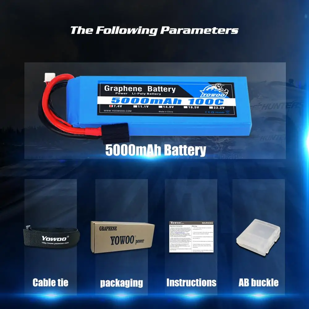 RC графеновая батарея Lipo 2S 7,4 V 3S 11,1 V 4S 14,8 5S 18,5 V 6S 22,2 V 5000mAh 100C XT60 XT90 для радиоуправляемого автомобиля вертолета