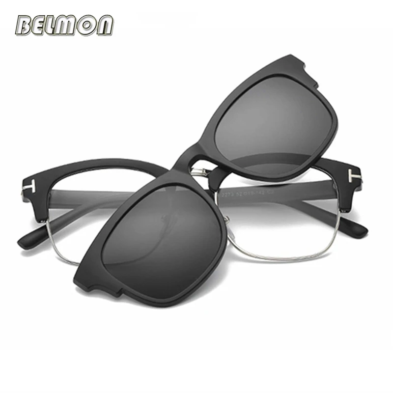 

Spectacle Frame Men Women With Fashion Polarized Clip On Sunglasses Magnetic Glasses Male Myopia Optical Eyeglasses RS489