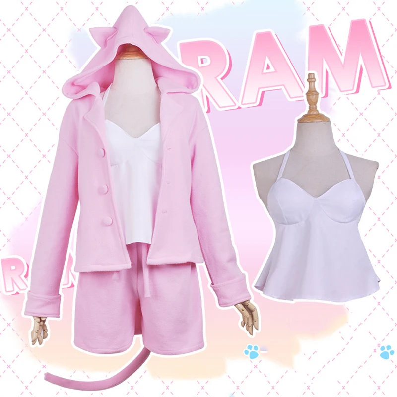 Костюм для косплея из аниме Re ZERO Start Life in other World пижама Рем рам с кошачьими ушками