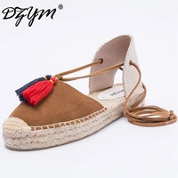 dzym s summer canvas espadrille high quality moccasin women flats ankle strap leisure ballerina shoes sapato feminino