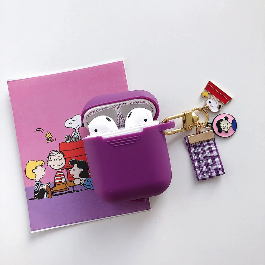 Purple Милый мультяшный чехол для AirPods, мягкий силиконовый чехол для беспроводной bluetooth-гарнитуры, Женский чехол, защита от падения - Цвет: Purple