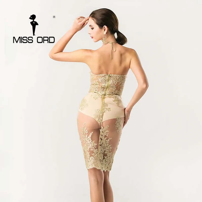 Женское платье без рукавов Missord белое кружевное золотого цвета 2 шт. бесплатная