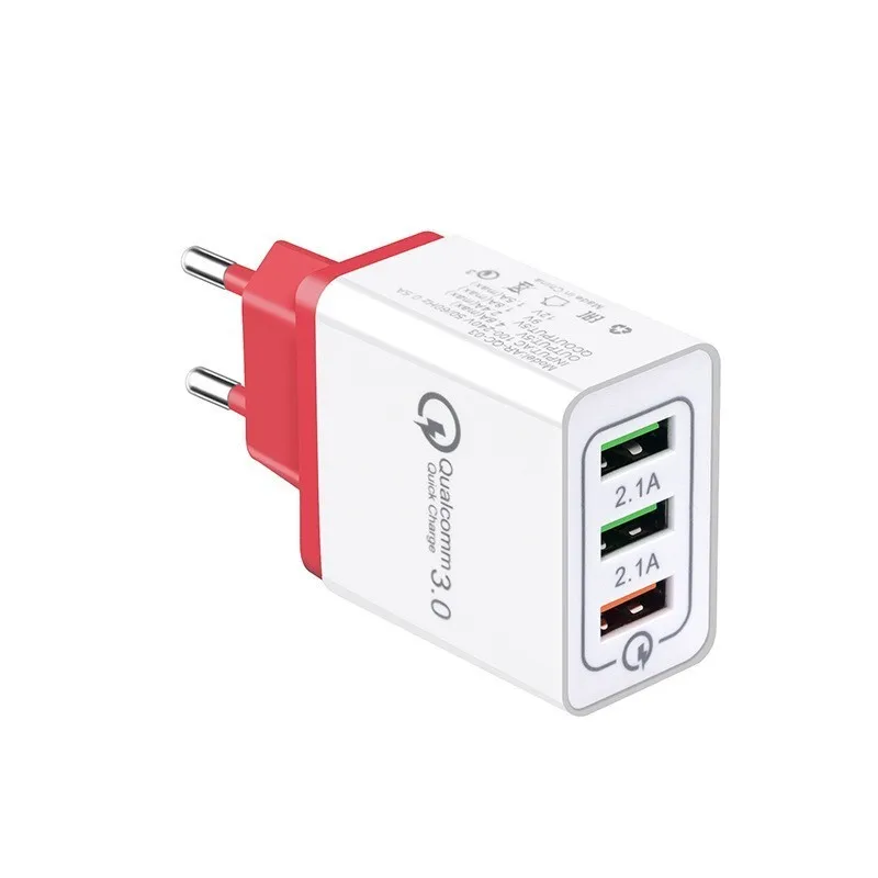 Red 18 Вт с 3 портами(стандарт Зарядное устройство быстрой зарядки 3,0 5V 3A для iphone ЕС нам Подключите мобильный телефон быстро Зарядное устройство для зарядки Samsug S10 S9 huawei - Тип штекера: Red