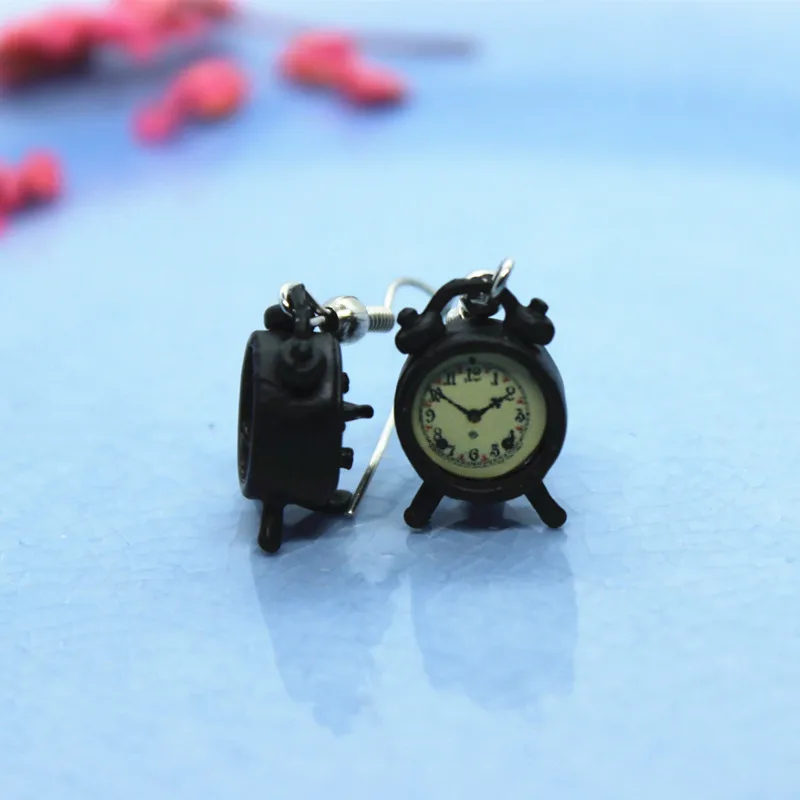 Забавный мини Будильник женские серьги милые модные креативные Крючки из сплава