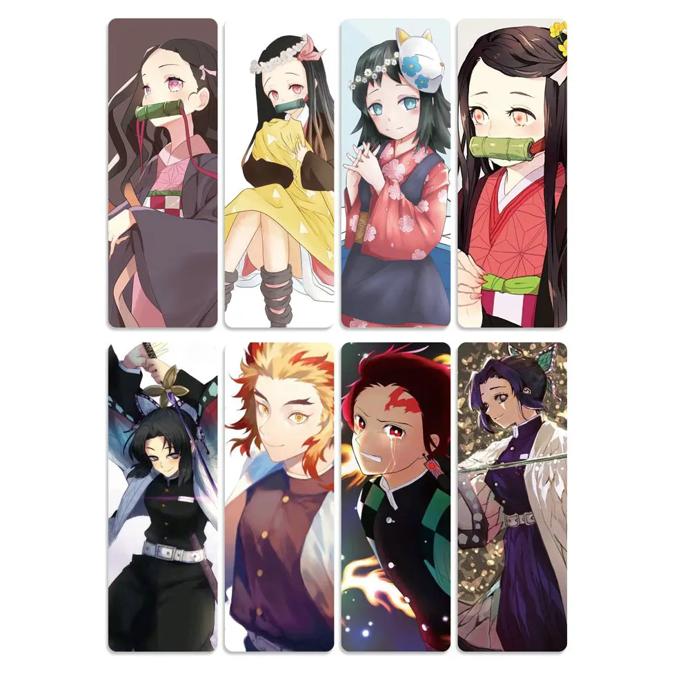 8 шт. Kimetsu no Yaiba аниме закладки для книг водонепроницаемый прозрачный ПВХ пластиковая Закладка Красивая Книга знаки Подарок