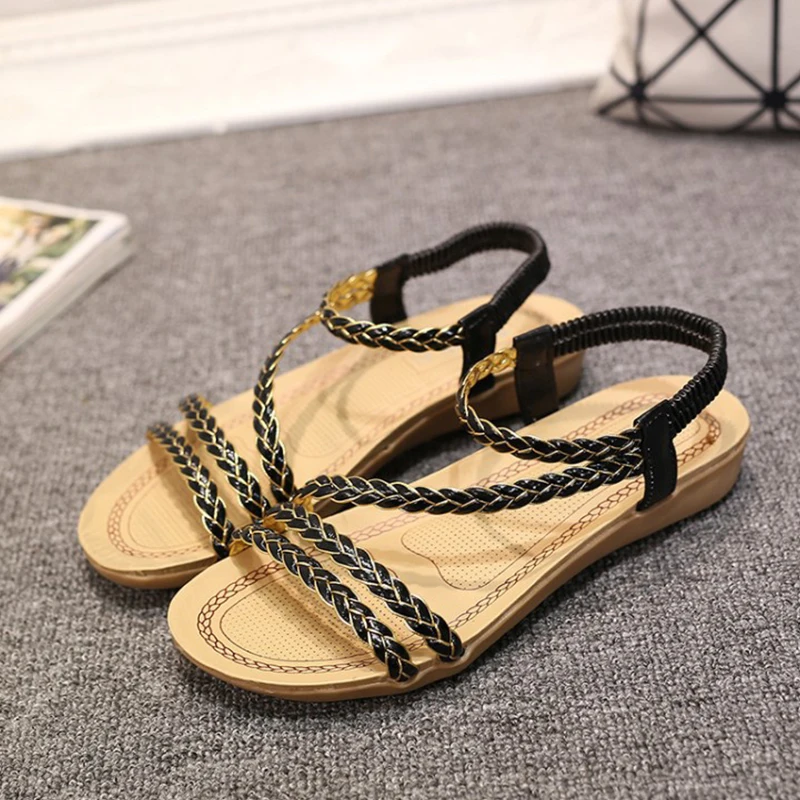 2018 женские босоножки Летняя женская обувь Вьетнамки сандалии на плоской подошве