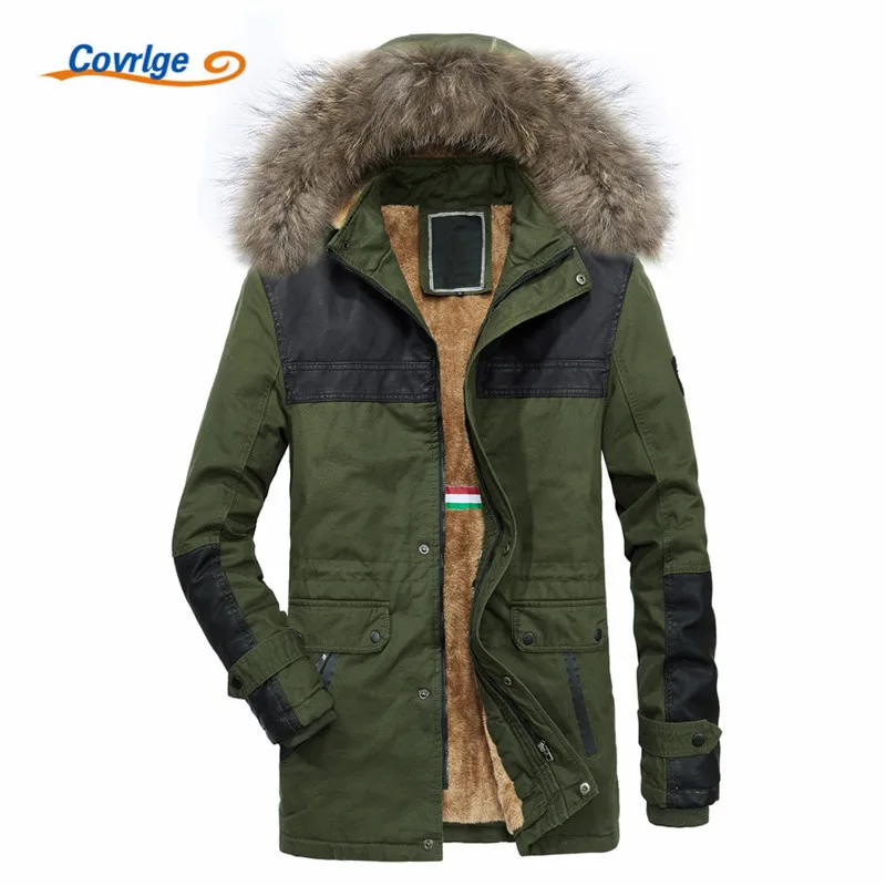 Covrlge Winter New Parka Jacket Men Plus Velvet Thickening Warm Windproof Men's Casual Hooded Coat Size MWM061 | Мужская одежда