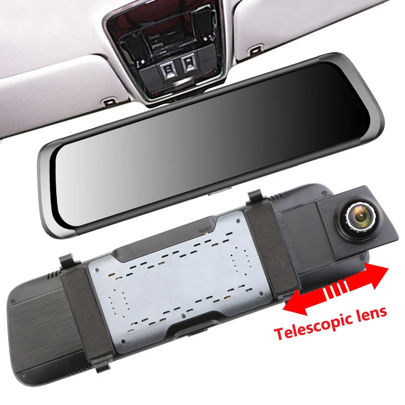 Автомобильная камера Dashcam Full HD 1920x1080 10 дюймов IPS сенсорный экран Зеркало DVR Двойная линза Dash Cam Парковочный монитор Запись вождения Рекордер.