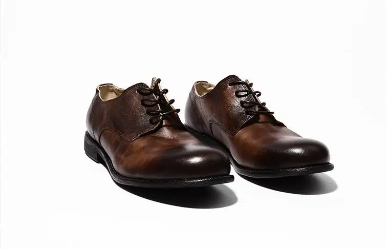 Lace-Up Men's Oxford Genuine Leather Men Dress Shoes Vintage Handmade Japanese Style Toes-Spring Gradient Casual Wedding | Обувь