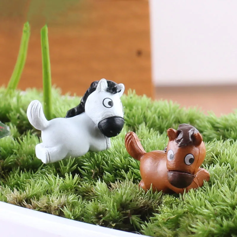 2 шт. миниатюрный милый лежа лошадь Смола ремесло искусственное животное